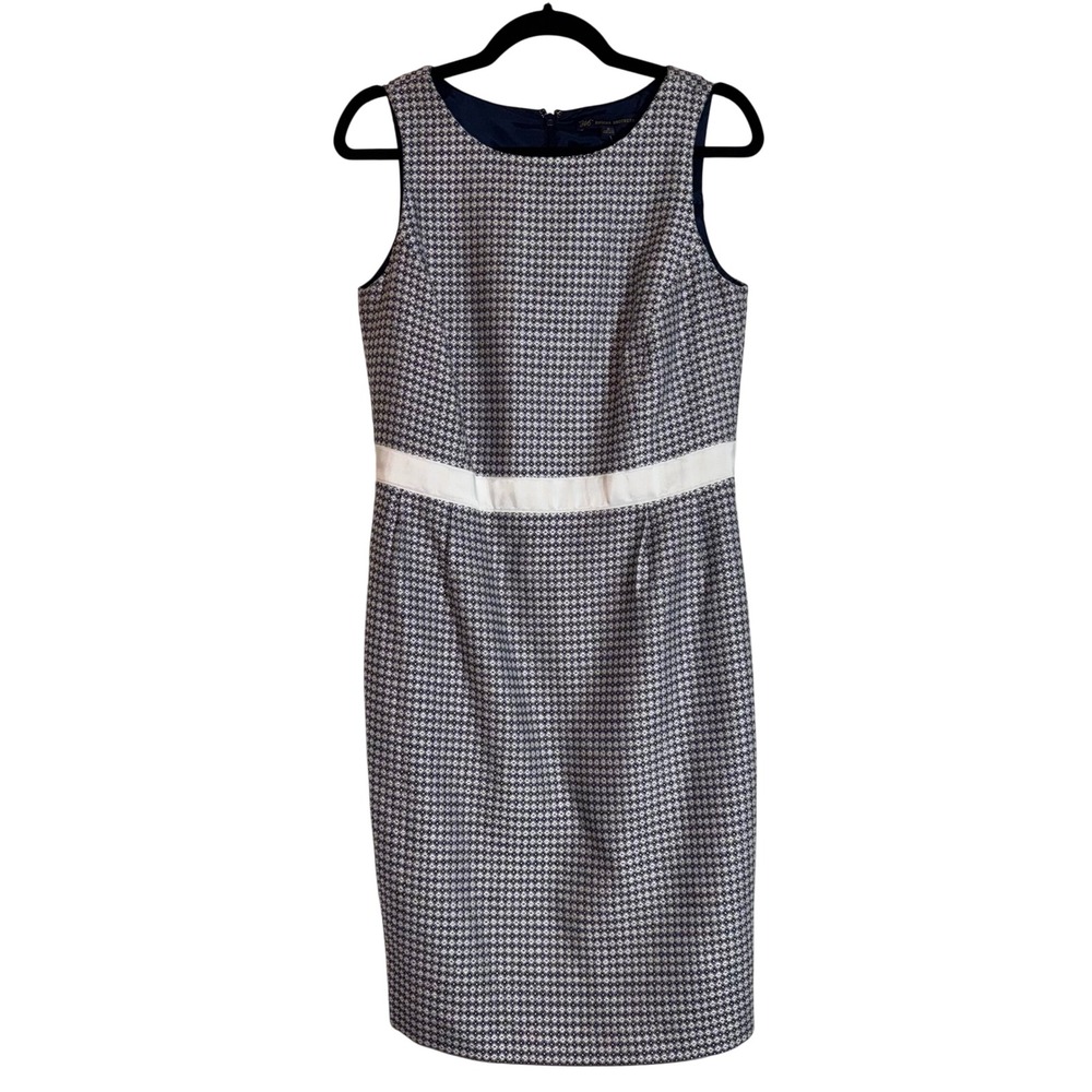 Brooks Brothers 346 Navy White Textured Sheath Dress Size 8 NWT Professional